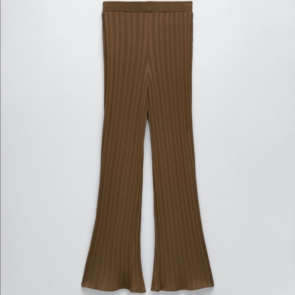 NWT Zara Flared Ribbed Knitted Pants size L